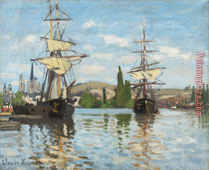 Claude Monet Ships Riding On The Seine At Rouen
